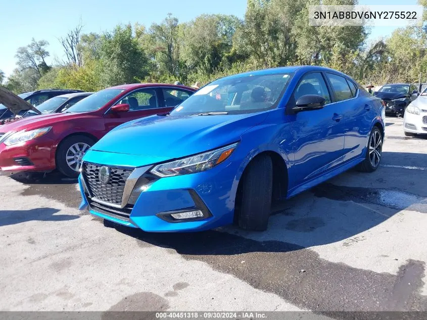 2022 Nissan Sentra Sr Xtronic Cvt VIN: 3N1AB8DV6NY275522 Lot: 40451318