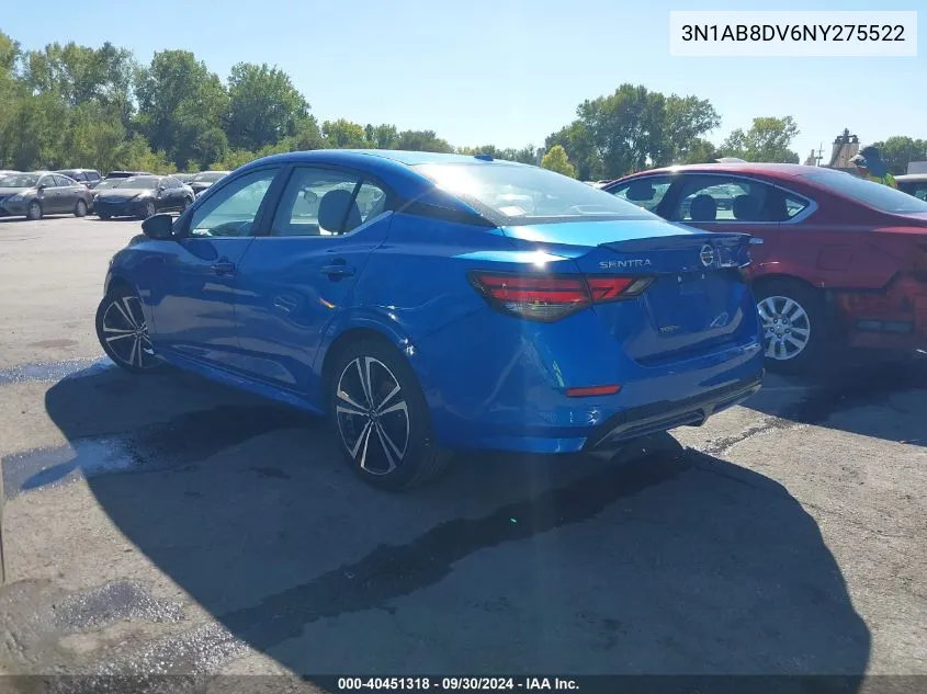 2022 Nissan Sentra Sr Xtronic Cvt VIN: 3N1AB8DV6NY275522 Lot: 40451318