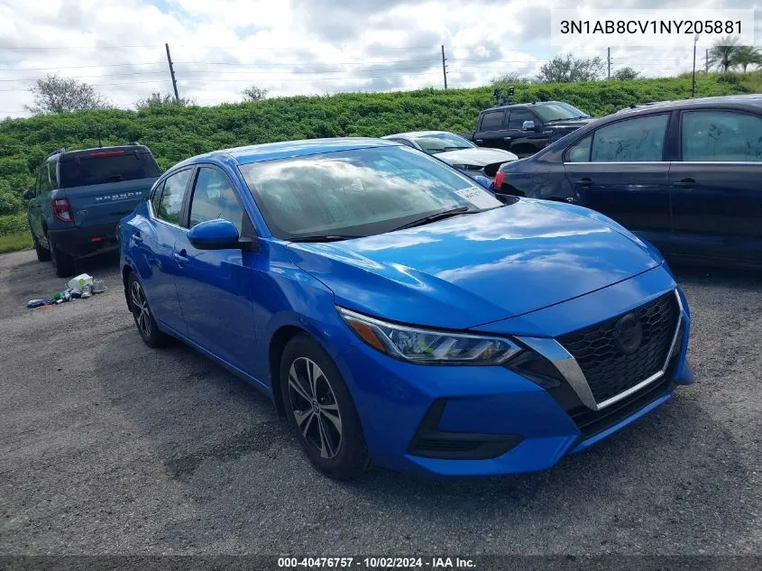 2022 Nissan Sentra Sv Xtronic Cvt VIN: 3N1AB8CV1NY205881 Lot: 40476757