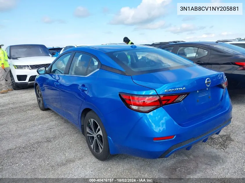 2022 Nissan Sentra Sv Xtronic Cvt VIN: 3N1AB8CV1NY205881 Lot: 40476757