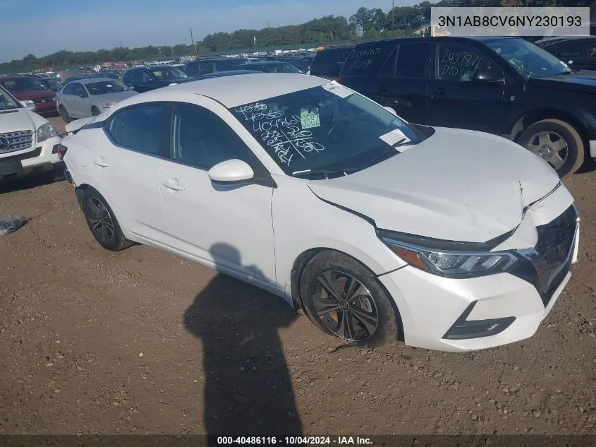 2022 Nissan Sentra Sv Xtronic Cvt VIN: 3N1AB8CV6NY230193 Lot: 40486116