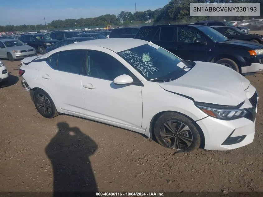 2022 Nissan Sentra Sv Xtronic Cvt VIN: 3N1AB8CV6NY230193 Lot: 40486116