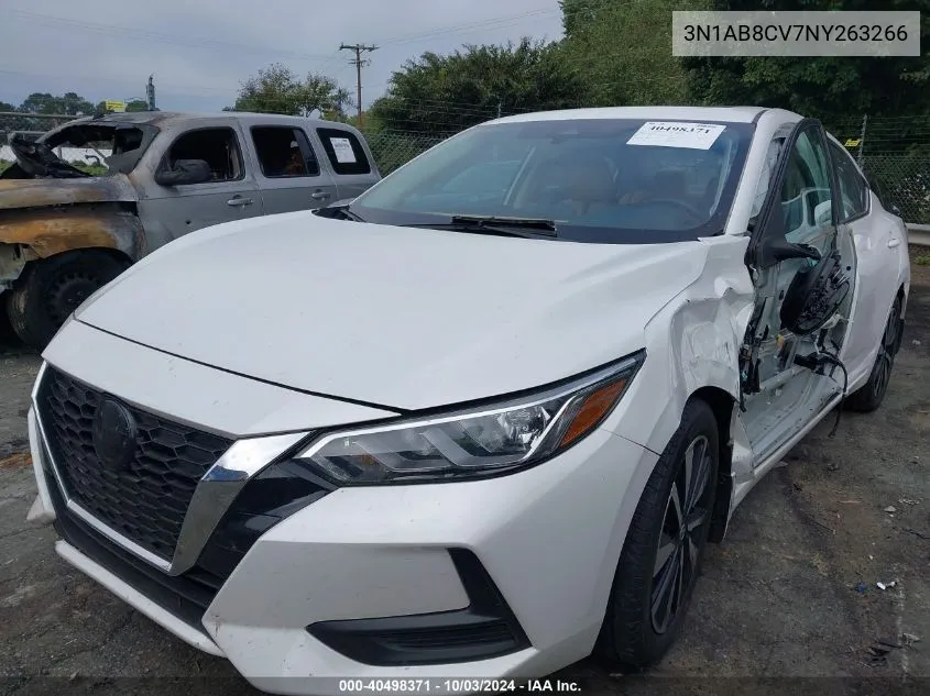 2022 Nissan Sentra Sv Xtronic Cvt VIN: 3N1AB8CV7NY263266 Lot: 40498371