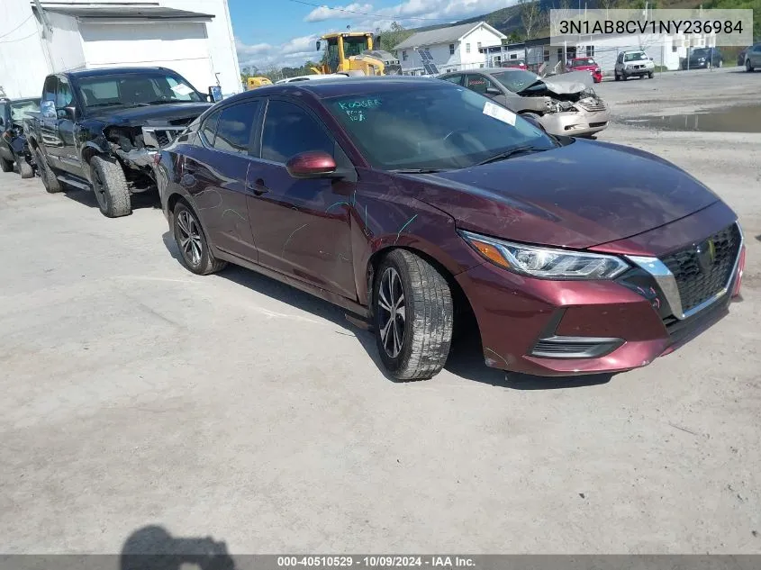 2022 Nissan Sentra Sv Xtronic Cvt VIN: 3N1AB8CV1NY236984 Lot: 40510529