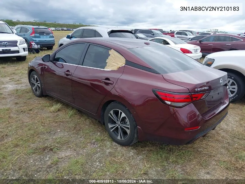 2022 Nissan Sentra Sv VIN: 3N1AB8CV2NY210183 Lot: 40515913