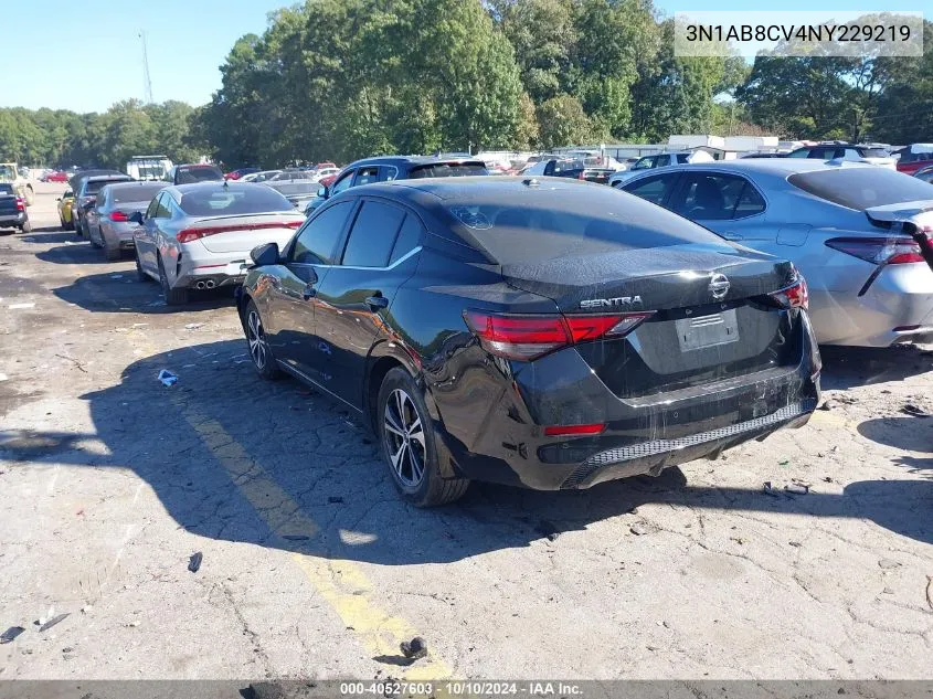 2022 Nissan Sentra Sv Xtronic Cvt VIN: 3N1AB8CV4NY229219 Lot: 40527603