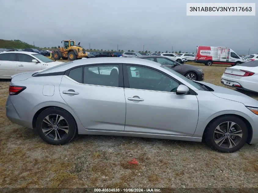 2022 Nissan Sentra Sv Xtronic Cvt VIN: 3N1AB8CV3NY317663 Lot: 40534535