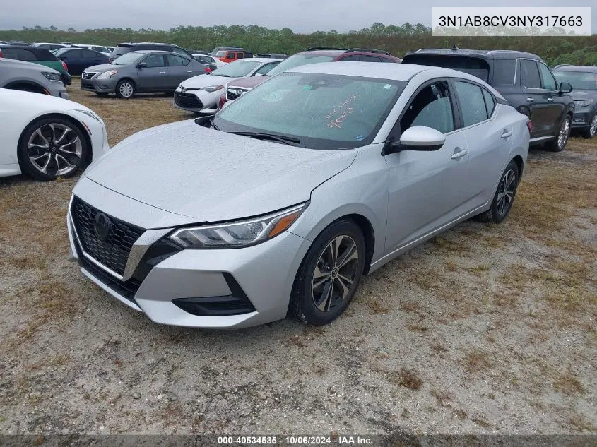 2022 Nissan Sentra Sv Xtronic Cvt VIN: 3N1AB8CV3NY317663 Lot: 40534535