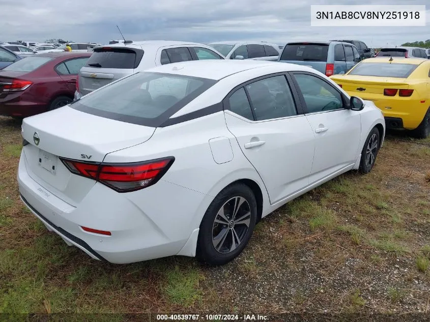 2022 Nissan Sentra Sv VIN: 3N1AB8CV8NY251918 Lot: 40539767