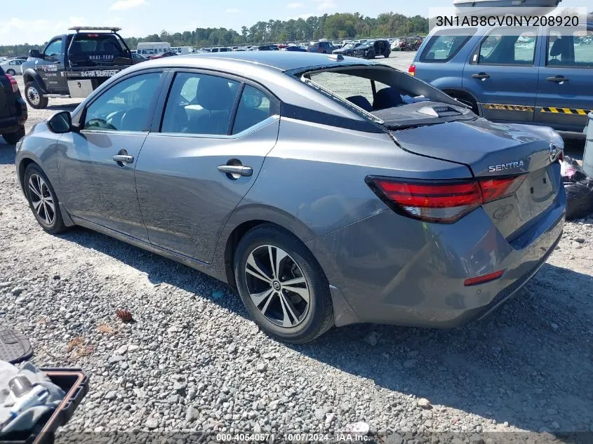 2022 Nissan Sentra Sv Xtronic Cvt VIN: 3N1AB8CV0NY208920 Lot: 40540571