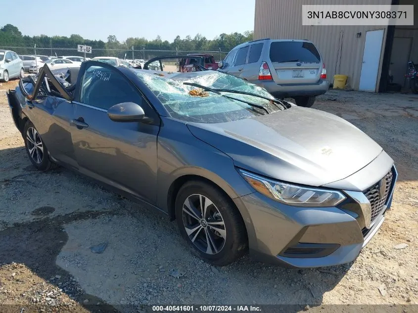 2022 Nissan Sentra Sv VIN: 3N1AB8CV0NY308371 Lot: 40541601