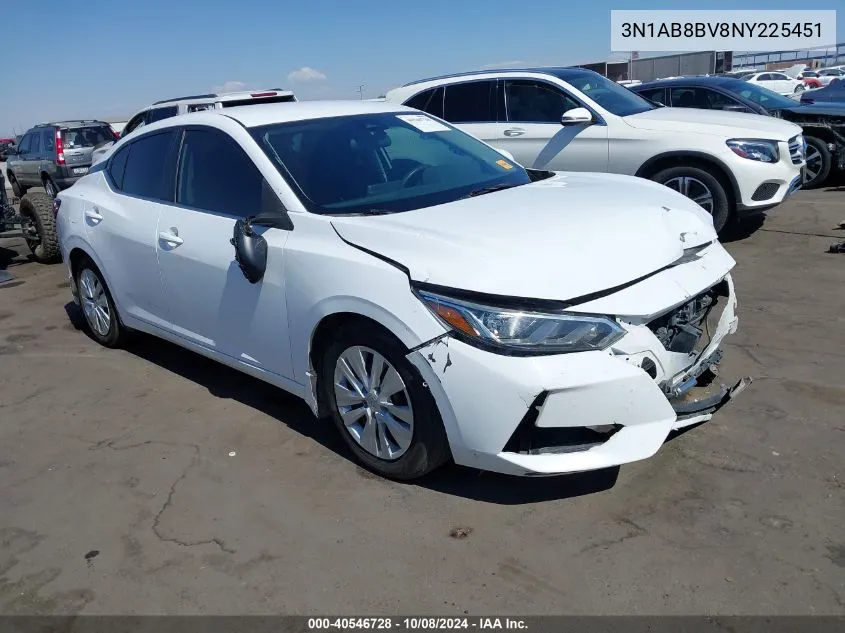 2022 Nissan Sentra S Xtronic Cvt VIN: 3N1AB8BV8NY225451 Lot: 40546728