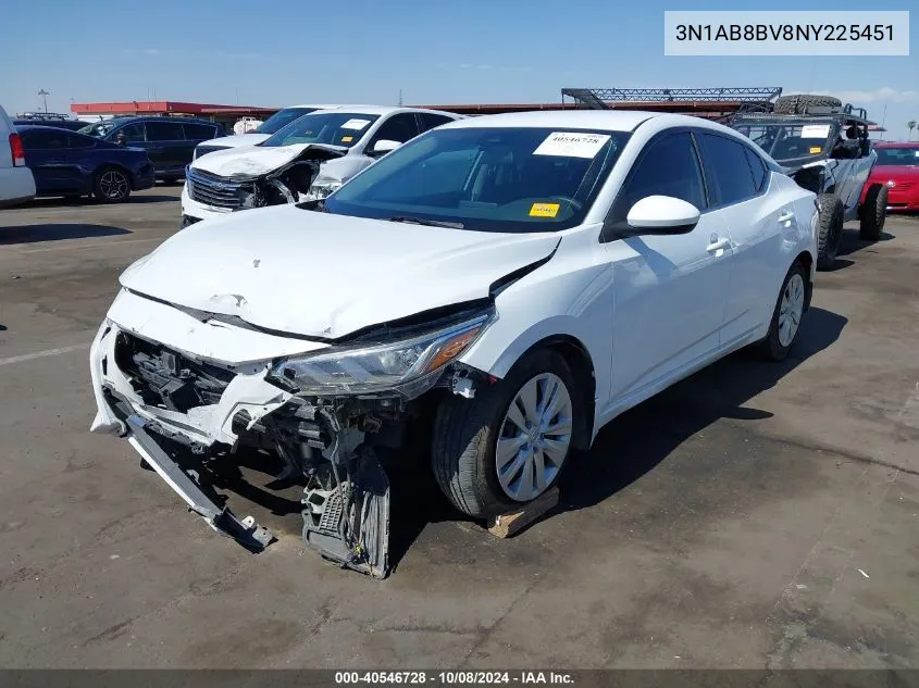 2022 Nissan Sentra S Xtronic Cvt VIN: 3N1AB8BV8NY225451 Lot: 40546728