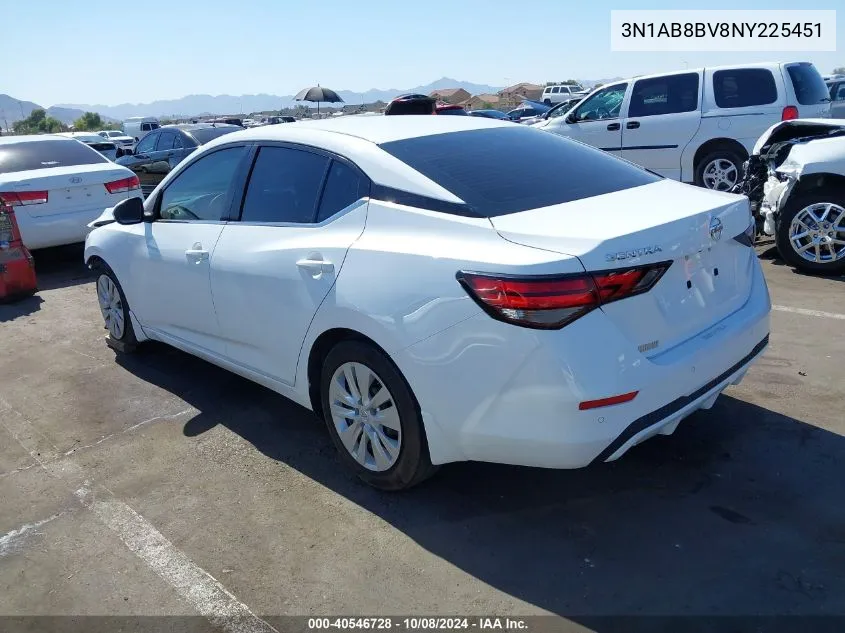 2022 Nissan Sentra S Xtronic Cvt VIN: 3N1AB8BV8NY225451 Lot: 40546728