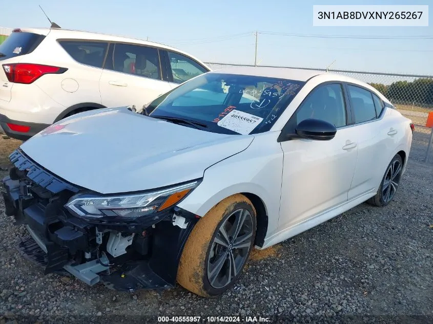 2022 Nissan Sentra Sr Xtronic Cvt VIN: 3N1AB8DVXNY265267 Lot: 40555957