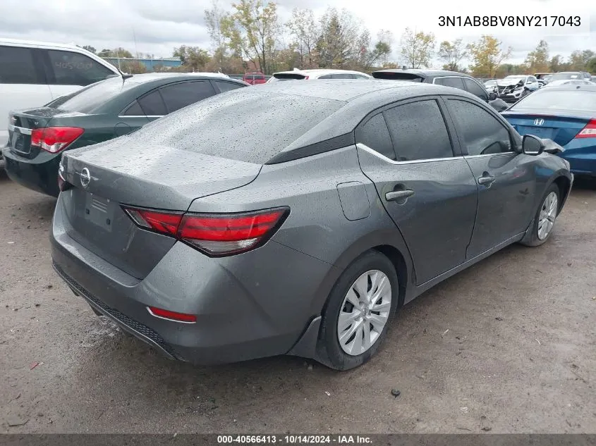 2022 Nissan Sentra S Xtronic Cvt VIN: 3N1AB8BV8NY217043 Lot: 40566413