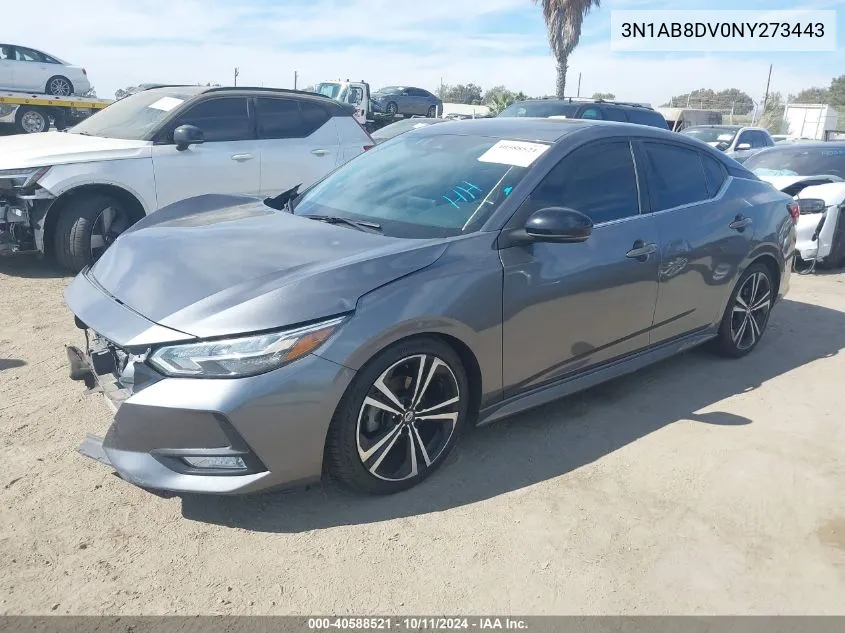 2022 Nissan Sentra Sr Xtronic Cvt VIN: 3N1AB8DV0NY273443 Lot: 40588521