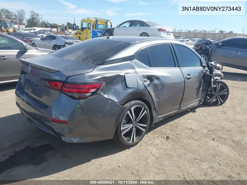 2022 Nissan Sentra Sr Xtronic Cvt VIN: 3N1AB8DV0NY273443 Lot: 40588521