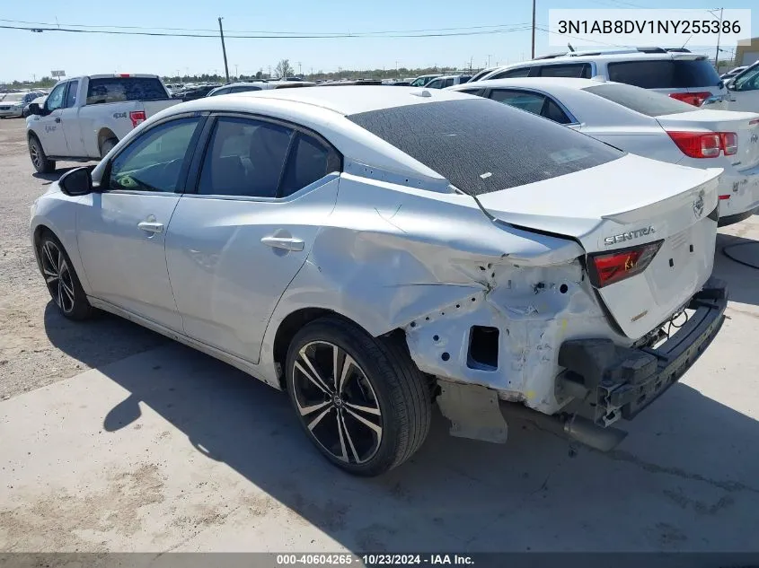 2022 Nissan Sentra Sr Xtronic Cvt VIN: 3N1AB8DV1NY255386 Lot: 40604265