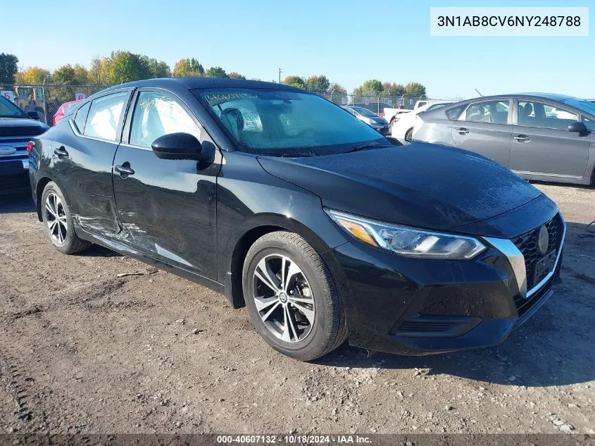 2022 Nissan Sentra Sv Xtronic Cvt VIN: 3N1AB8CV6NY248788 Lot: 40607132