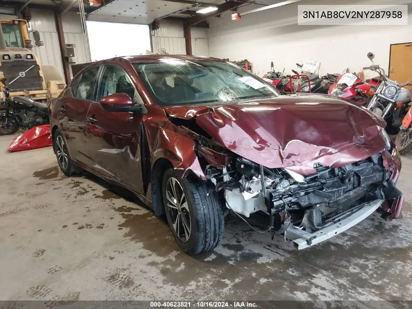 2022 Nissan Sentra Sv Xtronic Cvt VIN: 3N1AB8CV2NY287958 Lot: 40623821