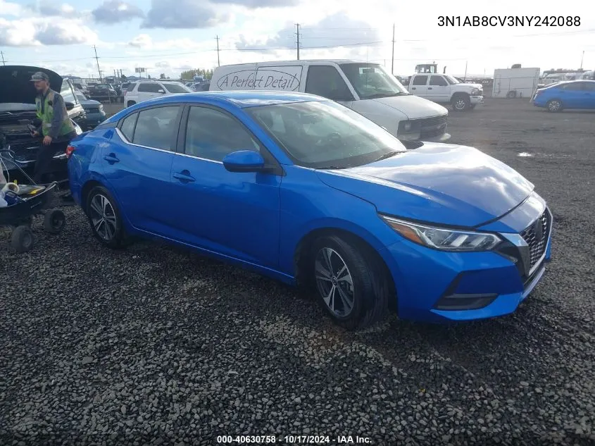 2022 Nissan Sentra Sv Xtronic Cvt VIN: 3N1AB8CV3NY242088 Lot: 40630758