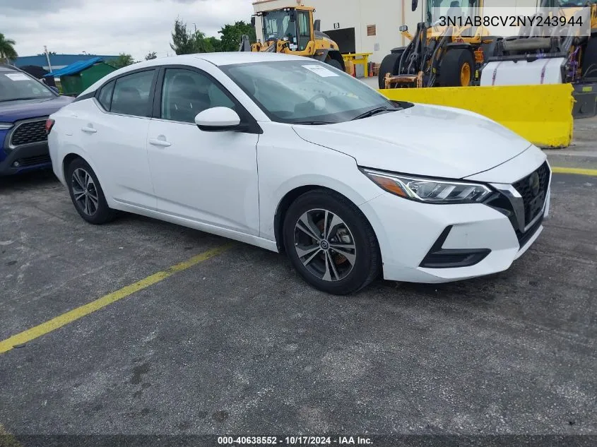 2022 Nissan Sentra Sv Xtronic Cvt VIN: 3N1AB8CV2NY243944 Lot: 40638552