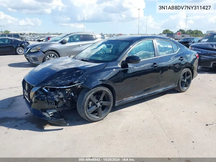 2022 Nissan Sentra Sr Xtronic Cvt VIN: 3N1AB8DV7NY311427 Lot: 40645542