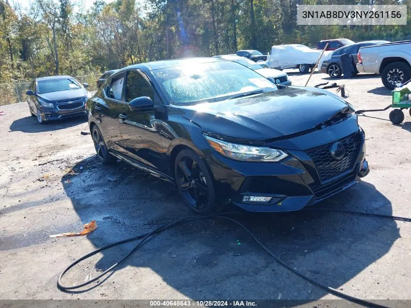 2022 Nissan Sentra Sr Xtronic Cvt VIN: 3N1AB8DV3NY261156 Lot: 40648643