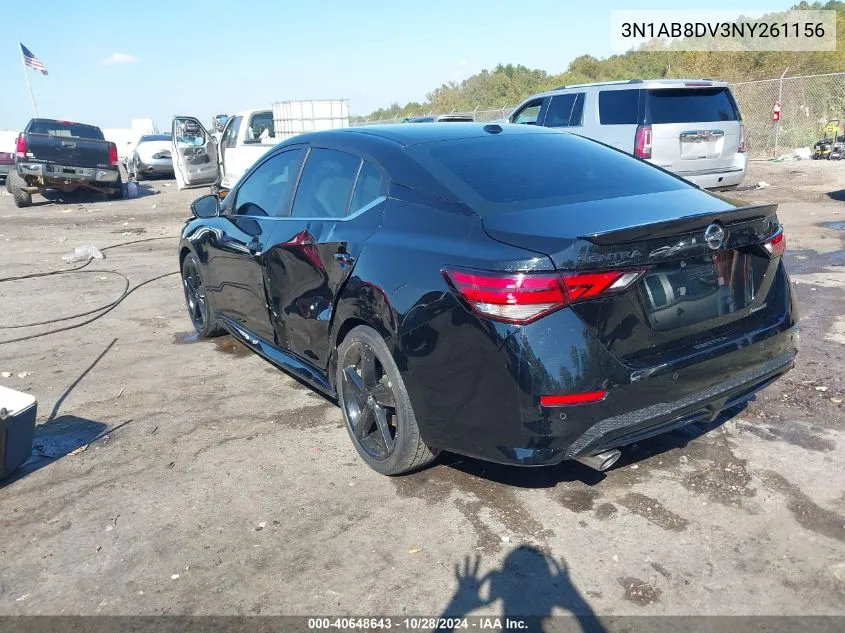 2022 Nissan Sentra Sr Xtronic Cvt VIN: 3N1AB8DV3NY261156 Lot: 40648643