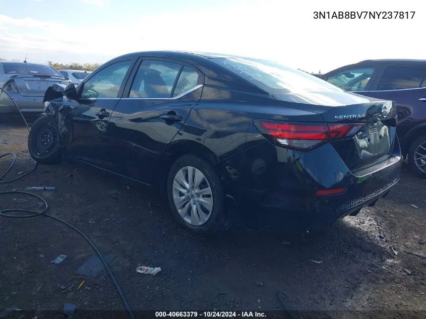 2022 Nissan Sentra S VIN: 3N1AB8BV7NY237817 Lot: 40663379