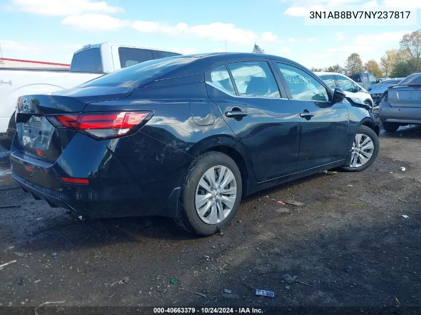 2022 Nissan Sentra S VIN: 3N1AB8BV7NY237817 Lot: 40663379