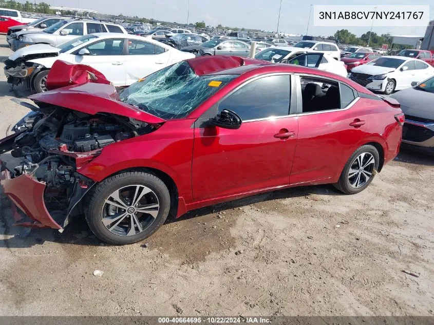 2022 Nissan Sentra Sv Xtronic Cvt VIN: 3N1AB8CV7NY241767 Lot: 40664695