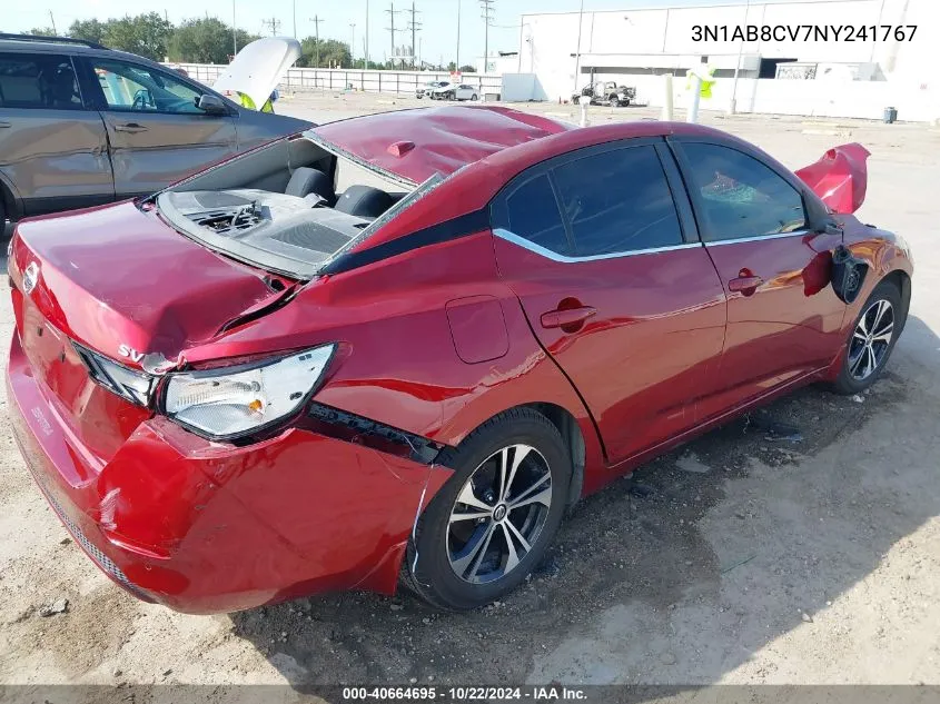 2022 Nissan Sentra Sv Xtronic Cvt VIN: 3N1AB8CV7NY241767 Lot: 40664695