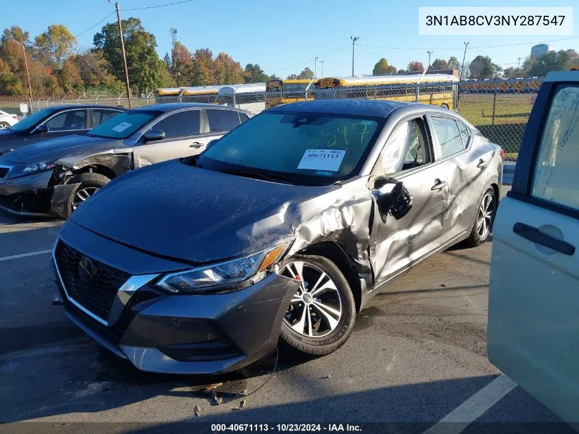 3N1AB8CV3NY287547 2022 Nissan Sentra Sv Xtronic Cvt