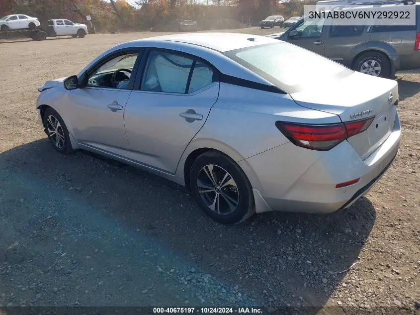 2022 Nissan Sentra Sv VIN: 3N1AB8CV6NY292922 Lot: 40675197