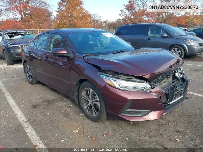 2022 Nissan Sentra Sv VIN: 3N1AB8CV9NY223870 Lot: 40687134