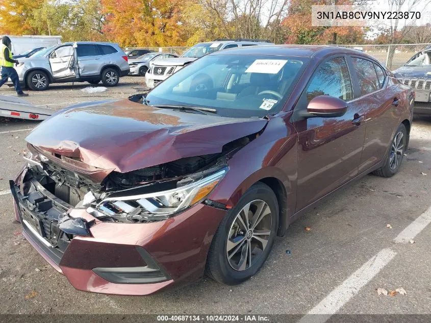 2022 Nissan Sentra Sv VIN: 3N1AB8CV9NY223870 Lot: 40687134