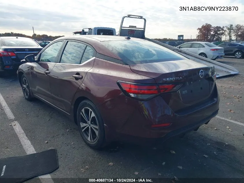 2022 Nissan Sentra Sv VIN: 3N1AB8CV9NY223870 Lot: 40687134