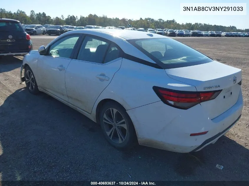 2022 Nissan Sentra Sv VIN: 3N1AB8CV3NY291033 Lot: 40693637