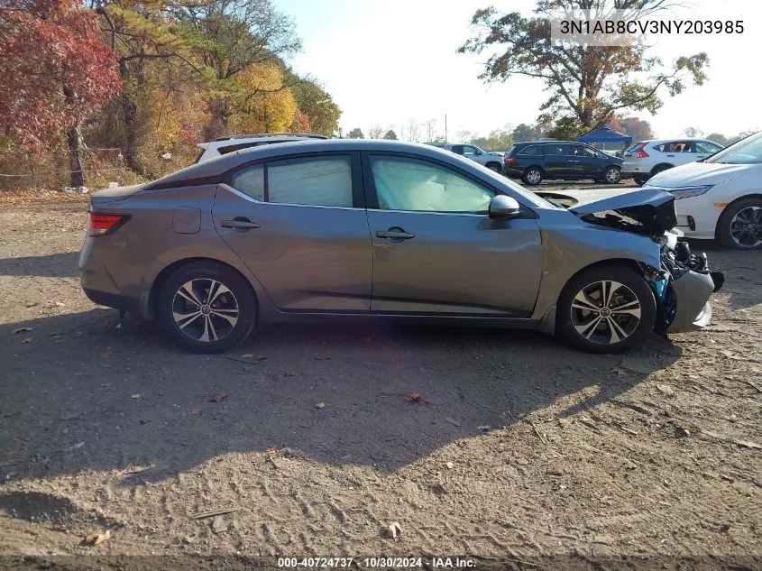 2022 Nissan Sentra Sv Xtronic Cvt VIN: 3N1AB8CV3NY203985 Lot: 40724737