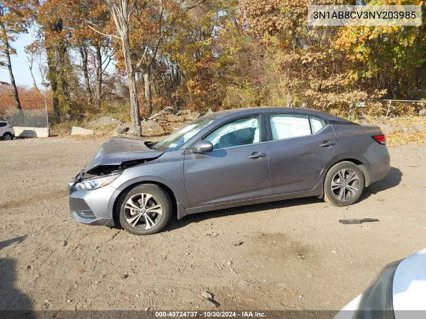 3N1AB8CV3NY203985 2022 Nissan Sentra Sv Xtronic Cvt