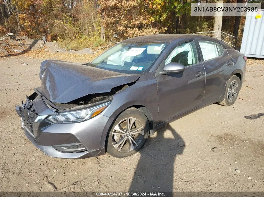 3N1AB8CV3NY203985 2022 Nissan Sentra Sv Xtronic Cvt