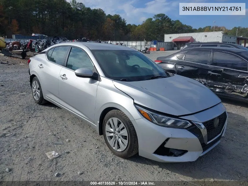 2022 Nissan Sentra S Xtronic Cvt VIN: 3N1AB8BV1NY214761 Lot: 40735528