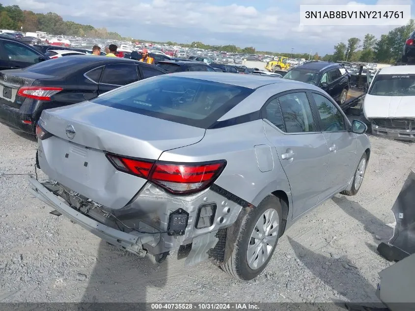 2022 Nissan Sentra S Xtronic Cvt VIN: 3N1AB8BV1NY214761 Lot: 40735528