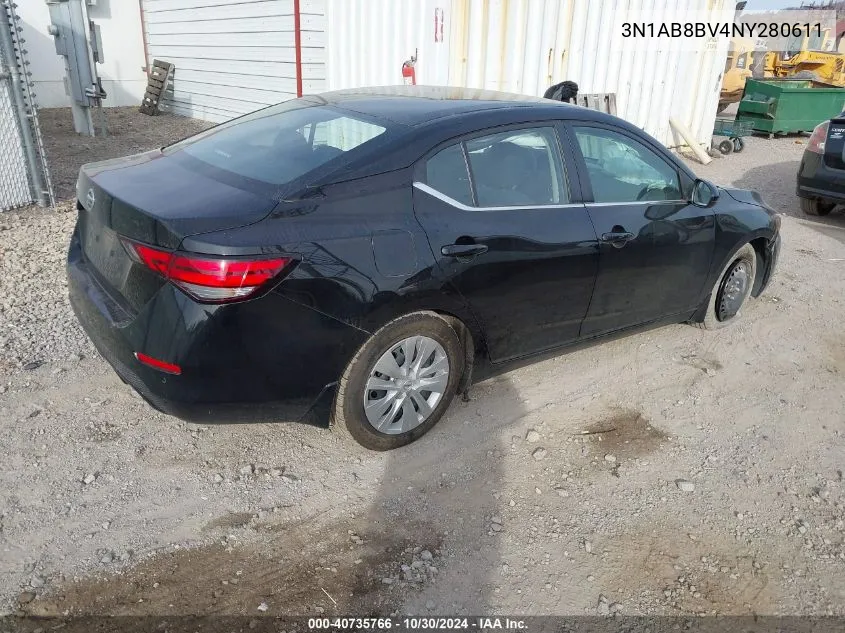 2022 Nissan Sentra S Xtronic Cvt VIN: 3N1AB8BV4NY280611 Lot: 40735766