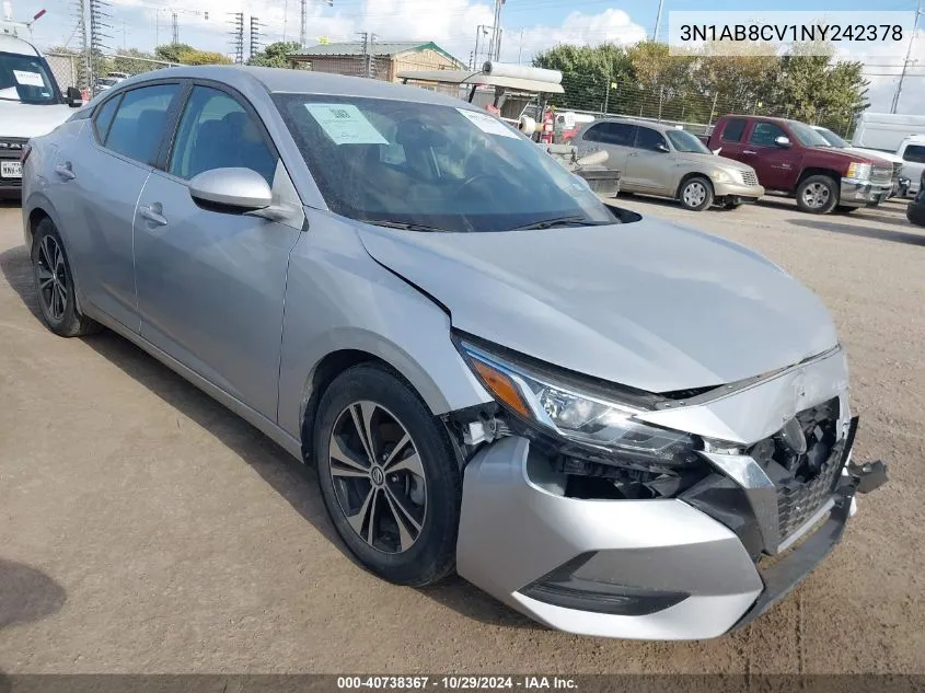 2022 Nissan Sentra Sv Xtronic Cvt VIN: 3N1AB8CV1NY242378 Lot: 40738367