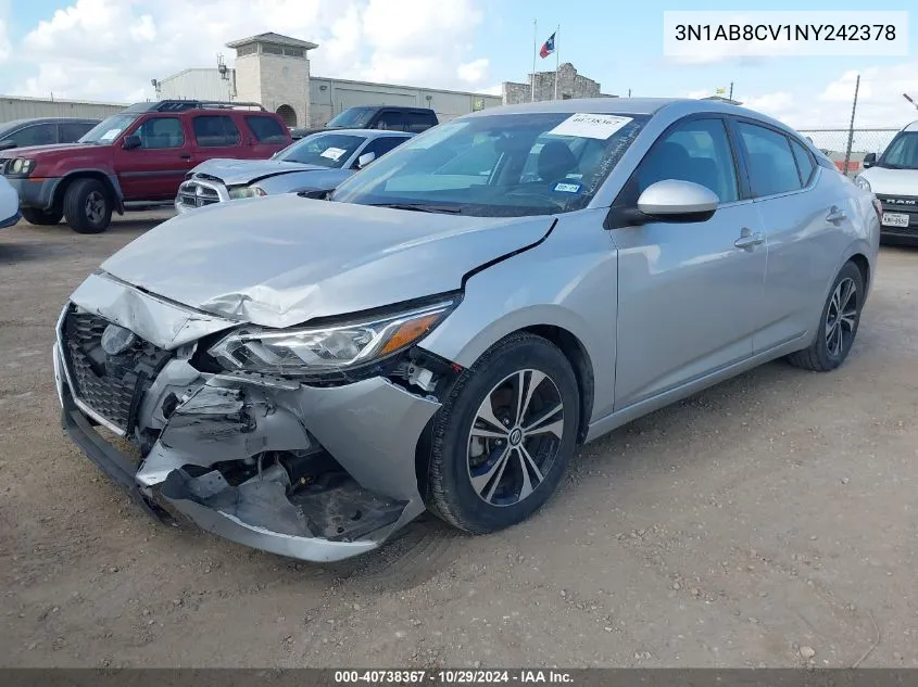 2022 Nissan Sentra Sv Xtronic Cvt VIN: 3N1AB8CV1NY242378 Lot: 40738367