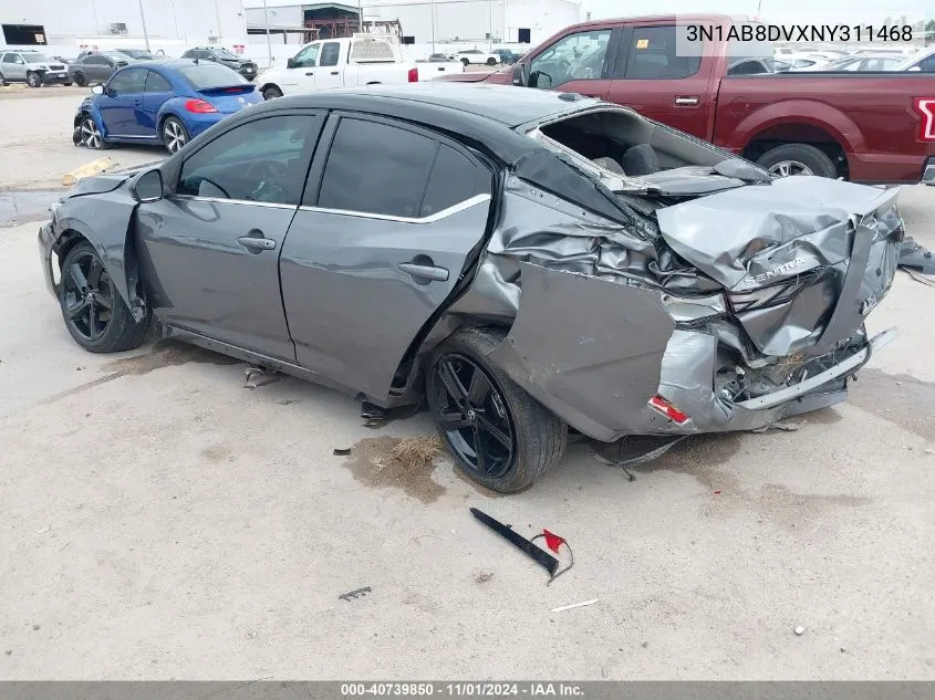 2022 Nissan Sentra Sr Xtronic Cvt VIN: 3N1AB8DVXNY311468 Lot: 40739850