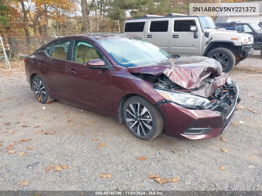 2022 Nissan Sentra Sv Xtronic Cvt VIN: 3N1AB8CV5NY221372 Lot: 40745796